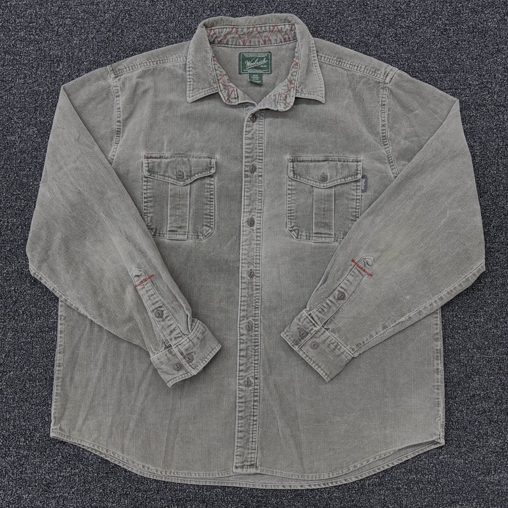 Woolrich Corduroy Overshirt Shirt Jacket Men's XL Gray Btn Workwear Shacket L/S